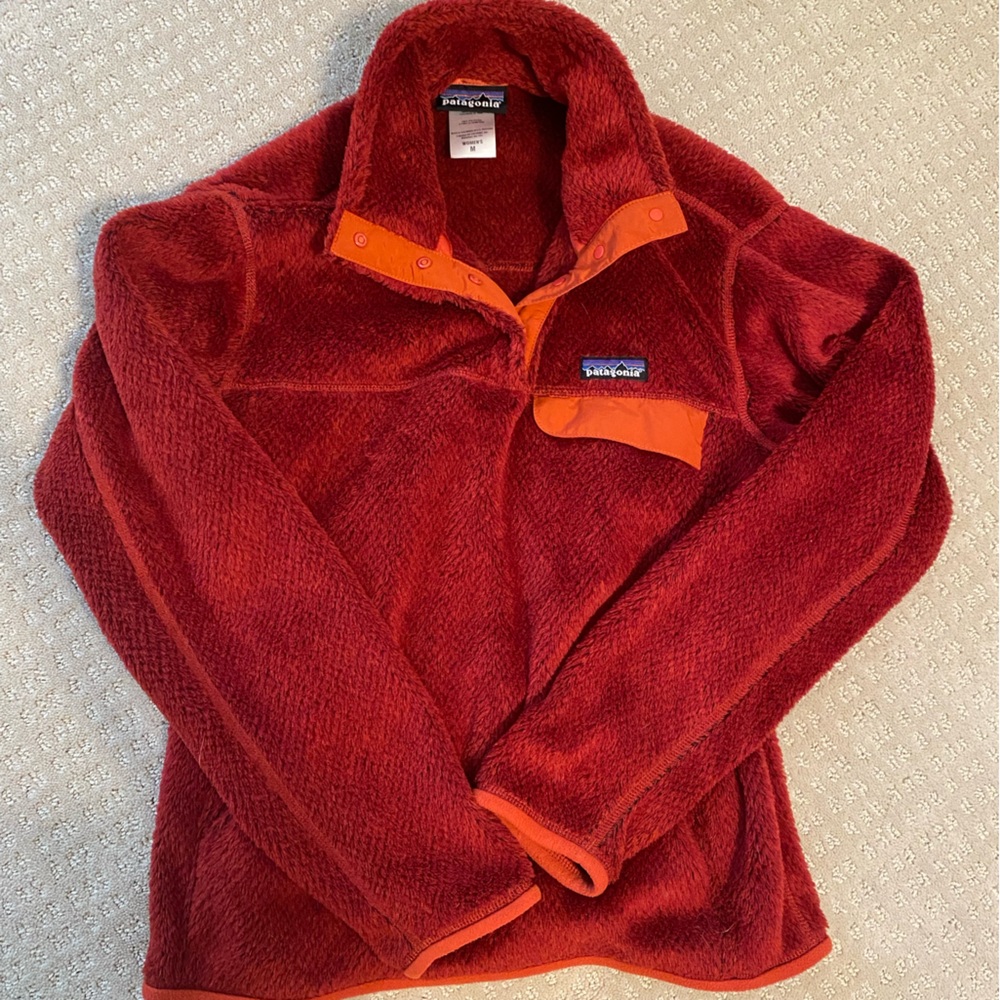 Patagonia Women's Re-Tool Snap-T Pullover size M, Molten Lava - Vermillion X-Dye